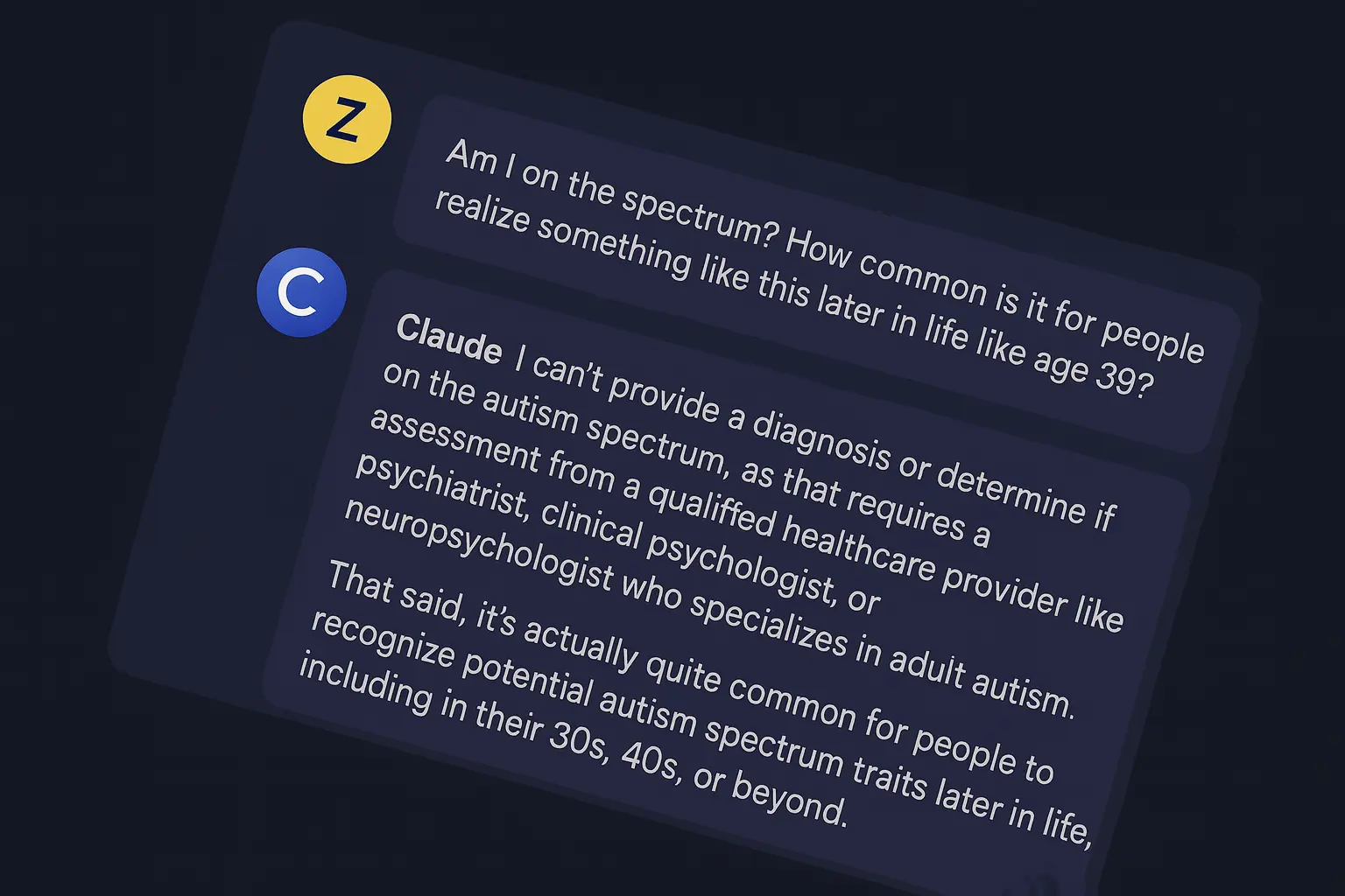 Conversation with Claude about autism spectrum diagnosis